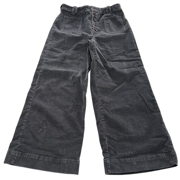 Frye Pants Womens 27 Black Grey Camber Wide Leg Corduroy Button Fly High Rise - Picture 1 of 8